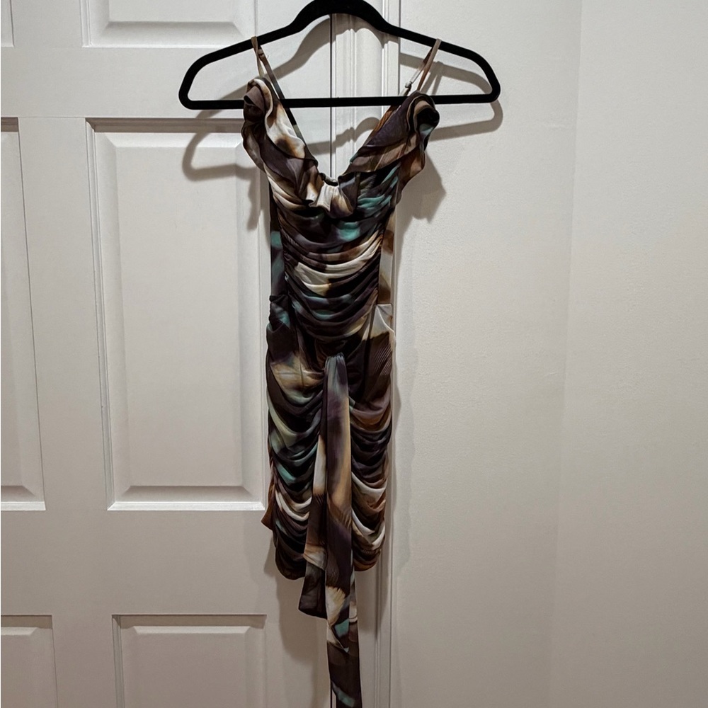AFRM Multicolor Ruched Mini Dress
